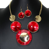 104488, GEOMETRIC ROUND CELLULOID ACETATE ENAMEL NECKLACE