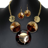 104488, GEOMETRIC ROUND CELLULOID ACETATE ENAMEL NECKLACE
