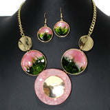 104488, GEOMETRIC ROUND CELLULOID ACETATE ENAMEL NECKLACE