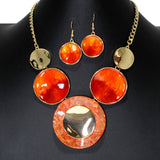 104488, GEOMETRIC ROUND CELLULOID ACETATE ENAMEL NECKLACE
