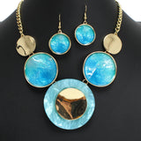 104488, GEOMETRIC ROUND CELLULOID ACETATE ENAMEL NECKLACE