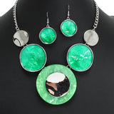 104488, GEOMETRIC ROUND CELLULOID ACETATE ENAMEL NECKLACE