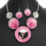 104488, GEOMETRIC ROUND CELLULOID ACETATE ENAMEL NECKLACE