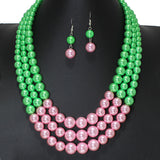 104491, TRIPLE LAYERED PEARL BEADED NECKLACE