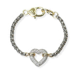 104496, 14K GOLD PLATED, HEART CUBIC ZIRCONIA DESIGNER INSPIRED BRACELET
