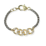 104498, 14K GOLD PLATED, CUBAN CHAIN CUBIC ZIRCONIA DESIGNER INSPIRED BRACELET