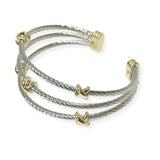 104502, 14K GOLD PLATED, X ACCENT DESIGNER INSPIRED CUFF BRACELET