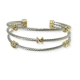 104502, 14K GOLD PLATED, X ACCENT DESIGNER INSPIRED CUFF BRACELET