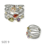 104512, TWO TONE 14K GOLD PLATED, MULTI CUBIC ZIRCONIA DESIGNER INSPIRED RING