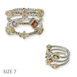 104513, TWO TONE 14K GOLD PLATED, MULTI CUBIC ZIRCONIA DESIGNER INSPIRED RING