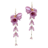 104515, FLOWER PETAL LONG DROP DANGLE EARRING