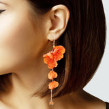 104515, FLOWER PETAL LONG DROP DANGLE EARRING