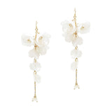104515, FLOWER PETAL LONG DROP DANGLE EARRING