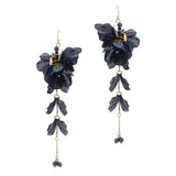 104515, FLOWER PETAL LONG DROP DANGLE EARRING