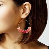 104517, FLOWER MULTI CHARM ROUND DANGLE EARRING