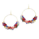 104517, FLOWER MULTI CHARM ROUND DANGLE EARRING