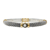 104522, ROUND RHINESTONE ACCENT VINTAGE METAL STRETCH BRACELET