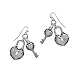 104529, HEART LOCK KEY METAL DANGLE EARRING