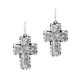 104531, FILIGREE ACCENT HAMMERED CROSS DANGLE EARRING