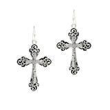 104532, CROSS FILIGREE ACCENT METAL DANGLE EARRING