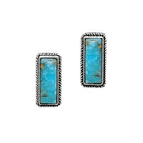 104536, WESTERN RECTANGLE TURQUOISE STONE POST EARRING