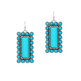 104539, WESTERN RECTANGLE TURQUOISE STONE DANGLE EARRING