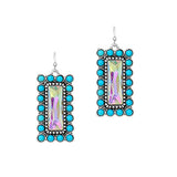 104539, WESTERN RECTANGLE TURQUOISE STONE DANGLE EARRING