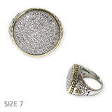 104558, ROUND MICRO PAVE CUBIC ZIRCONIA DESIGNER INSPIRED RING