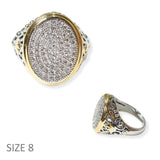 104559, OVAL MICRO PAVE CUBIC ZIRCONIA DESIGNER INSPIRED RING