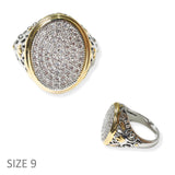 104559, OVAL MICRO PAVE CUBIC ZIRCONIA DESIGNER INSPIRED RING