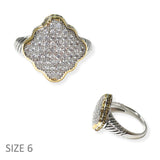 104561, CLOVER MICRO PAVE CUBIC ZIRCONIA DESIGNER INSPIRED RING