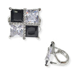 104564, CHECKERED SQUARE CUBIC ZIRCONIA STRETCH RING