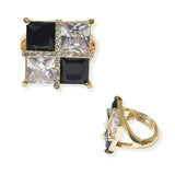 104564, CHECKERED SQUARE CUBIC ZIRCONIA STRETCH RING