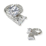 104565, ROUND & TEARDROP CUBIC ZIRCONIA ACCENT CRYSTAL RHINESTONE STRETCH RING