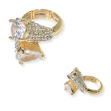 104565, ROUND & TEARDROP CUBIC ZIRCONIA ACCENT CRYSTAL RHINESTONE STRETCH RING