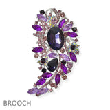 104570, FLOWER LEAF RHINESTONE PIN BROOCH