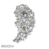 104570, FLOWER LEAF RHINESTONE PIN BROOCH