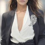 104570, FLOWER LEAF RHINESTONE PIN BROOCH