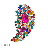 104570, FLOWER LEAF RHINESTONE PIN BROOCH