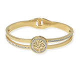 104571, TREE OF LIFE STAINLESS STEEL OPEN BANGLE BRACELET