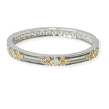 104580, CLOVER ACCENT CUBIC ZIRCONIA DESIGNER INSPIRED BANGLE BRACELET
