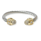 104585, GEOMETRIC CUBIC ZIRCONIA ACCENT DESIGNER INSPIRED CABLE CUFF BRACELET