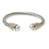 104586, PEARL ACCENT DESIGNER INSPIRED CABLE CUFF BRACELET