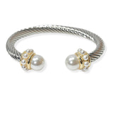 104587, PEARL ACCENT DESIGNER INSPIRED CABLE CUFF BRACELET