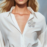 104592, CHRISTMAS SNOWFLAKE CRYSTAL RHINESTONE PIN BROOCH