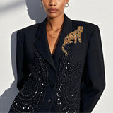 104594, LEOPARD PANTHER RHINESTONE PIN BROOCH