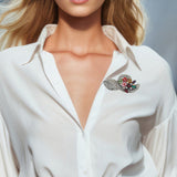 104596, STRAW HAT FLOWER CRYSTAL RHINESTONE PIN BROOCH