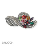 Straw HAT Flower Crystal Rhinestone PIN Brooch - view 2