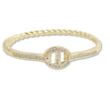 107466, 14K GOLD PLATED PAVE CUBIC ZIRCONIA ACCENT DESIGNER INSPIRED BRACELET
