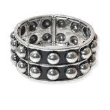 104602, WESTERN BALL TEXTURED METAL STRETCH BRACELET